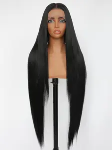 40" Super Long Straight Lace Front Wigs,13x6 Transparent Swiss Synthetic Lace Wig Pre Plucked,Natural Black Glueless Lace Front Wigs with Baby Hair for Women Girls (9602L)