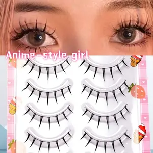5 pairs of all-natural false eyelashes with lightweight, slender black lash strips, offering a natural yet voluminous look—perfect for photo shoots, Volume Lashes