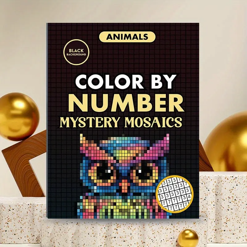 24PC Animal Digital Coloring Puzzle: Mosaic Digital Coloring Book - Adult Relaxation and Wonderful Coloring Book - Blocks, Diamonds, Dots Color by Number Mysteries