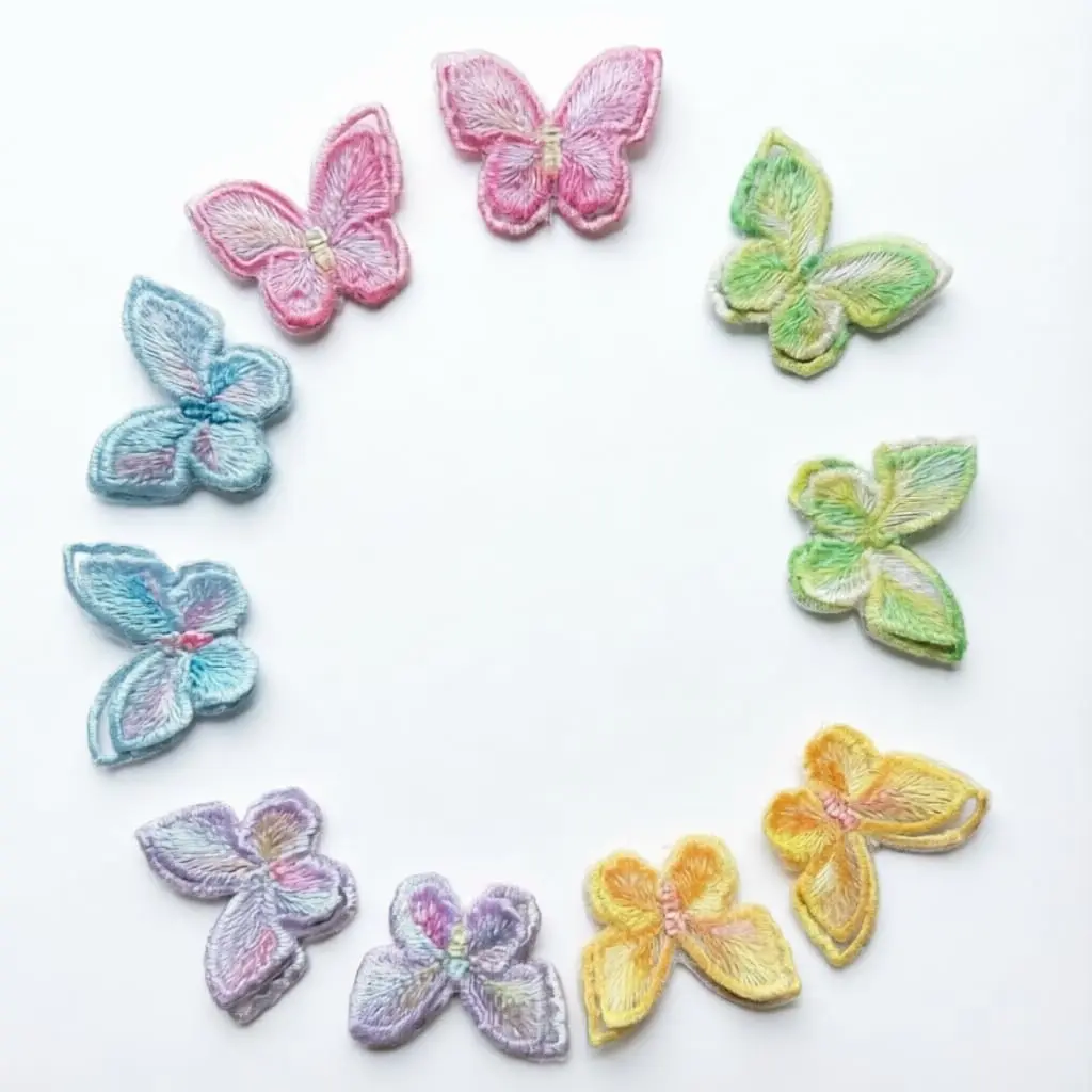 10 count Colorful Butterfly Lace Patches, Double Layer Organza Butterfly Applique Patches for Wedding Bride Hair Accessories Dress Curtain