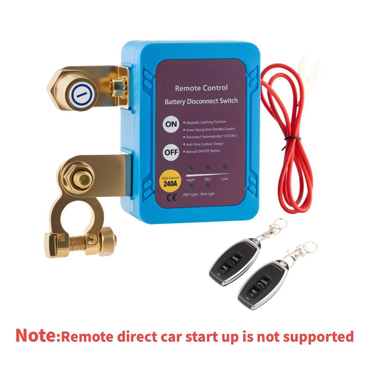 Remote Battery Disconnect Switch 12v, 240A, Upgrade Smart Voltage Car Kill Switch Anti-Theft, Prevent Battery Drain, Remote Battery Kill Switch for Car, Truck, RV (Flat Installation)