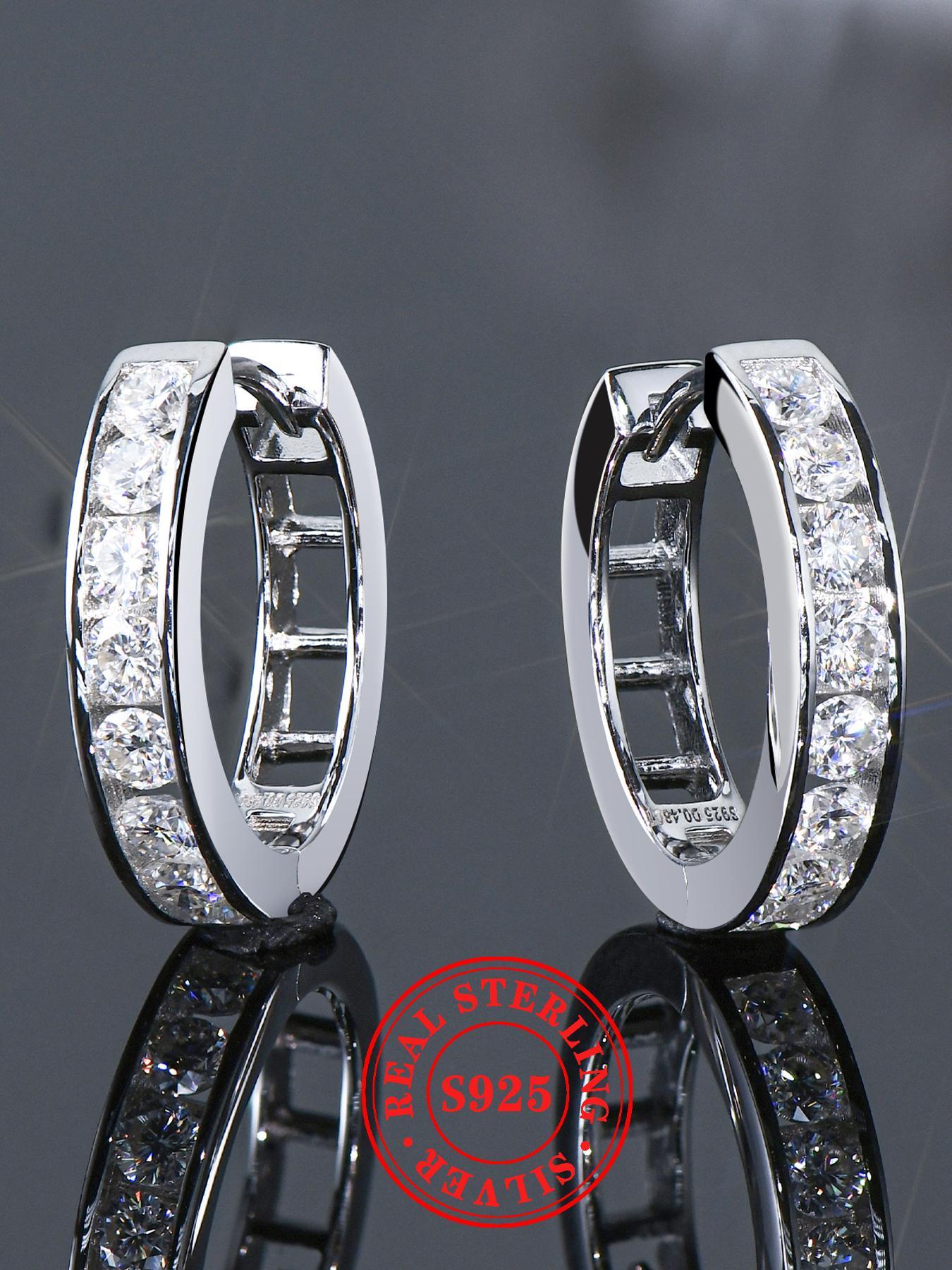 S925 Sterling Silver 0.96 Carat Synthetic Moissanite Earrings, Luxury Gorgeous Earrings for Women & Girls, Trendy All-match Jewelry for Birthday Gift