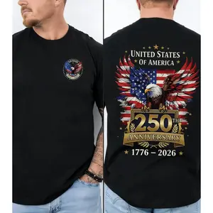 United States 250 Year Anniversary Red and Blue Eagle Conserv Front and Back Graphic Unisex T-Shirt