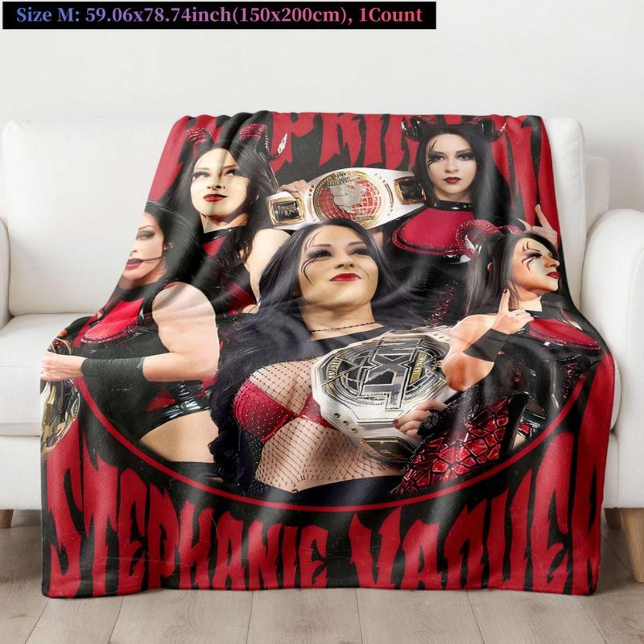 W-WWE, Wrester Star,Stephanie Vaquer La Princesa Wrestling Theme Flannel Blanket, Soft Warm Multi-Scene Use, Christmas Gift For Wrestling Fans,Christmas Gift,New Year Gift, Gift For Kids