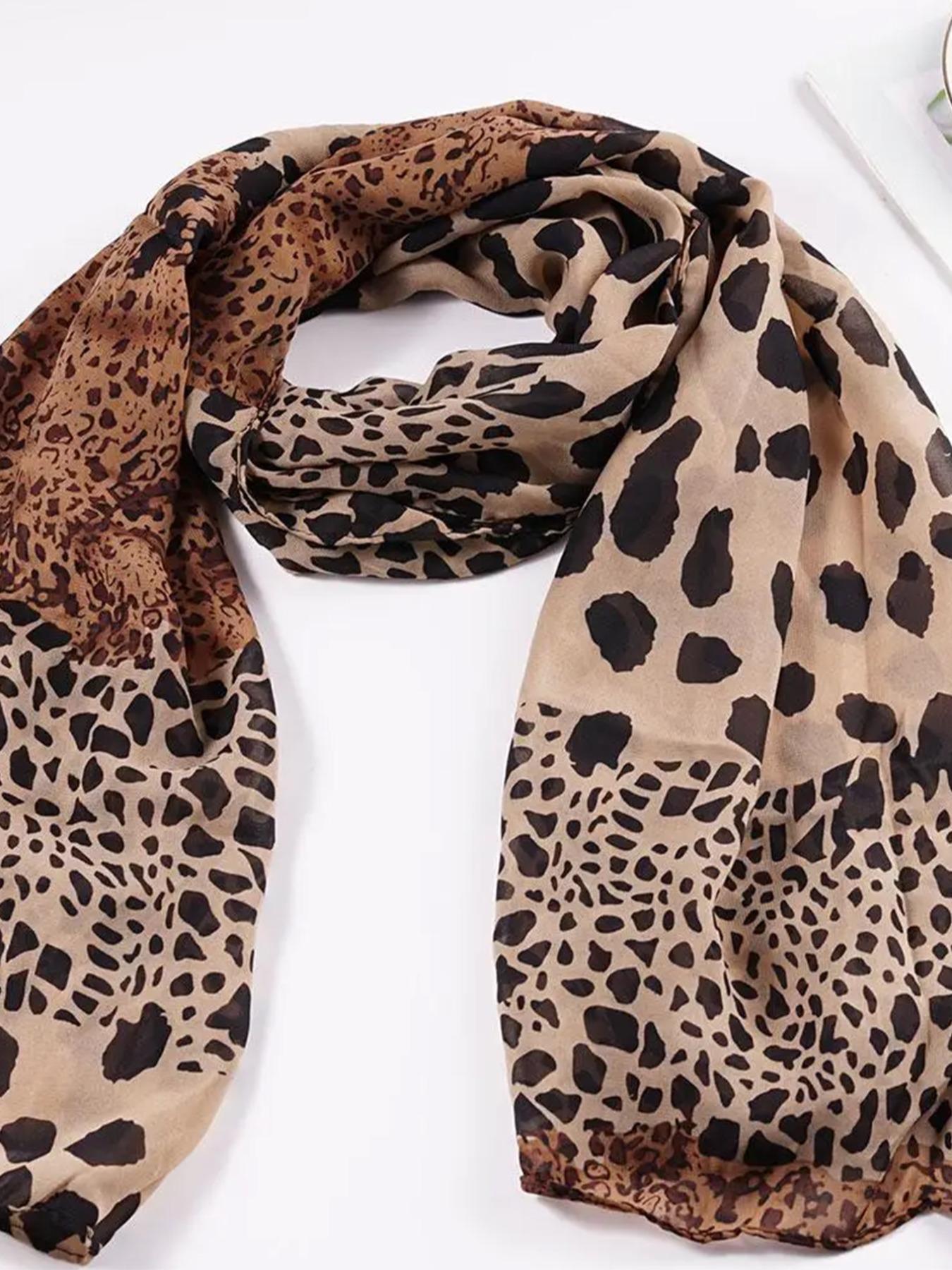 Women's Leopard Print Chiffon Khimars, Elegant Soft Comfortable Hijabs for Daily Wear, Fashion Accessories for Women & Girls