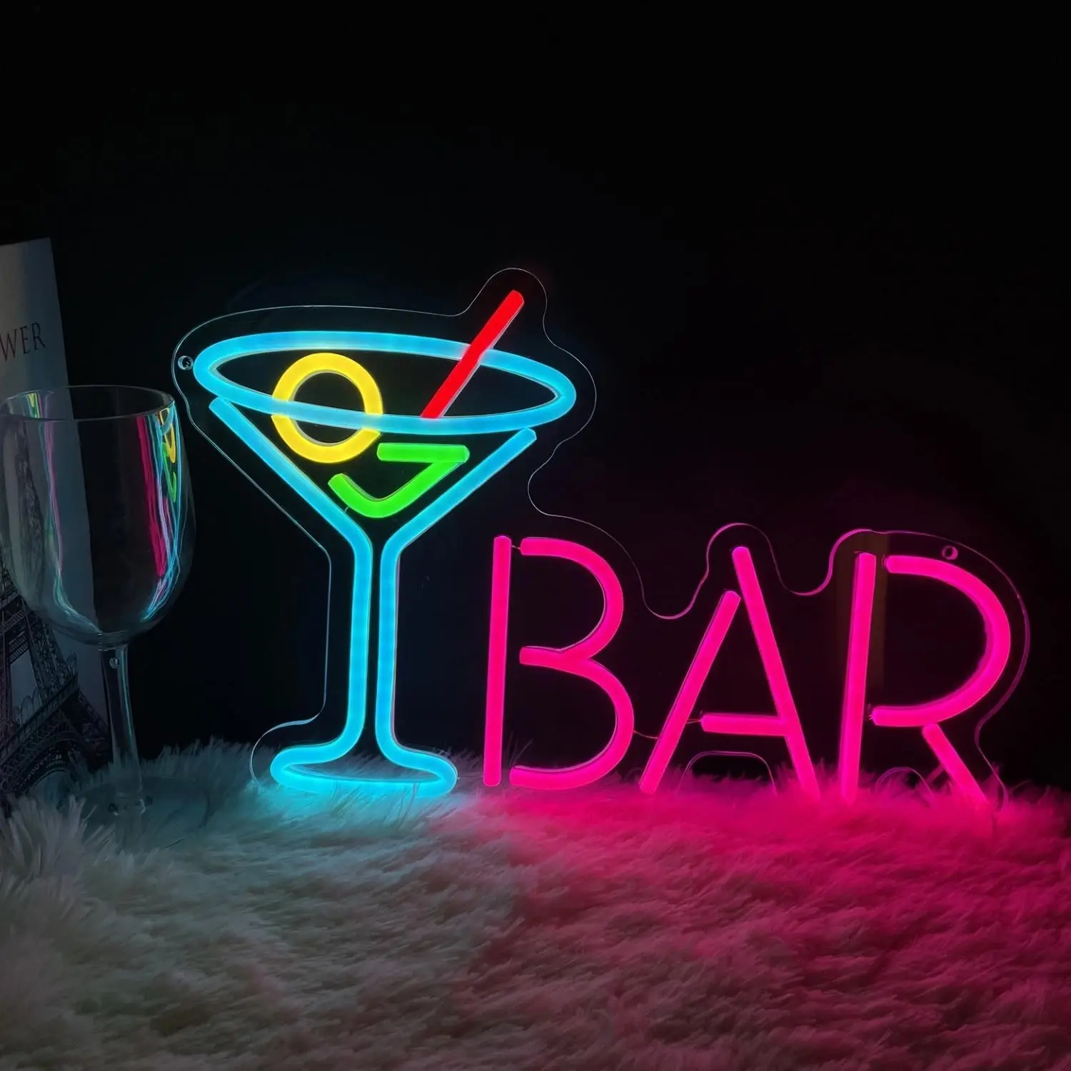 Neon Light USB Powered Blue Bar Wall Decor, Ideal for Home Bars, Private Spaces, Game Rooms, Multi-Scene LED Lighting with 3D Effect