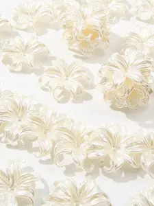 Smooth 30pcs  Flower Shape Beads White Pearl Flower Beads Color Lily Beads for DIY Crafts Bracelet Necklace Earrings Jewelry Making Acrylic Faux Pearl Petal DIY Jewelry Necklace Bracelet Accessories, Elegant Craft Supplies
