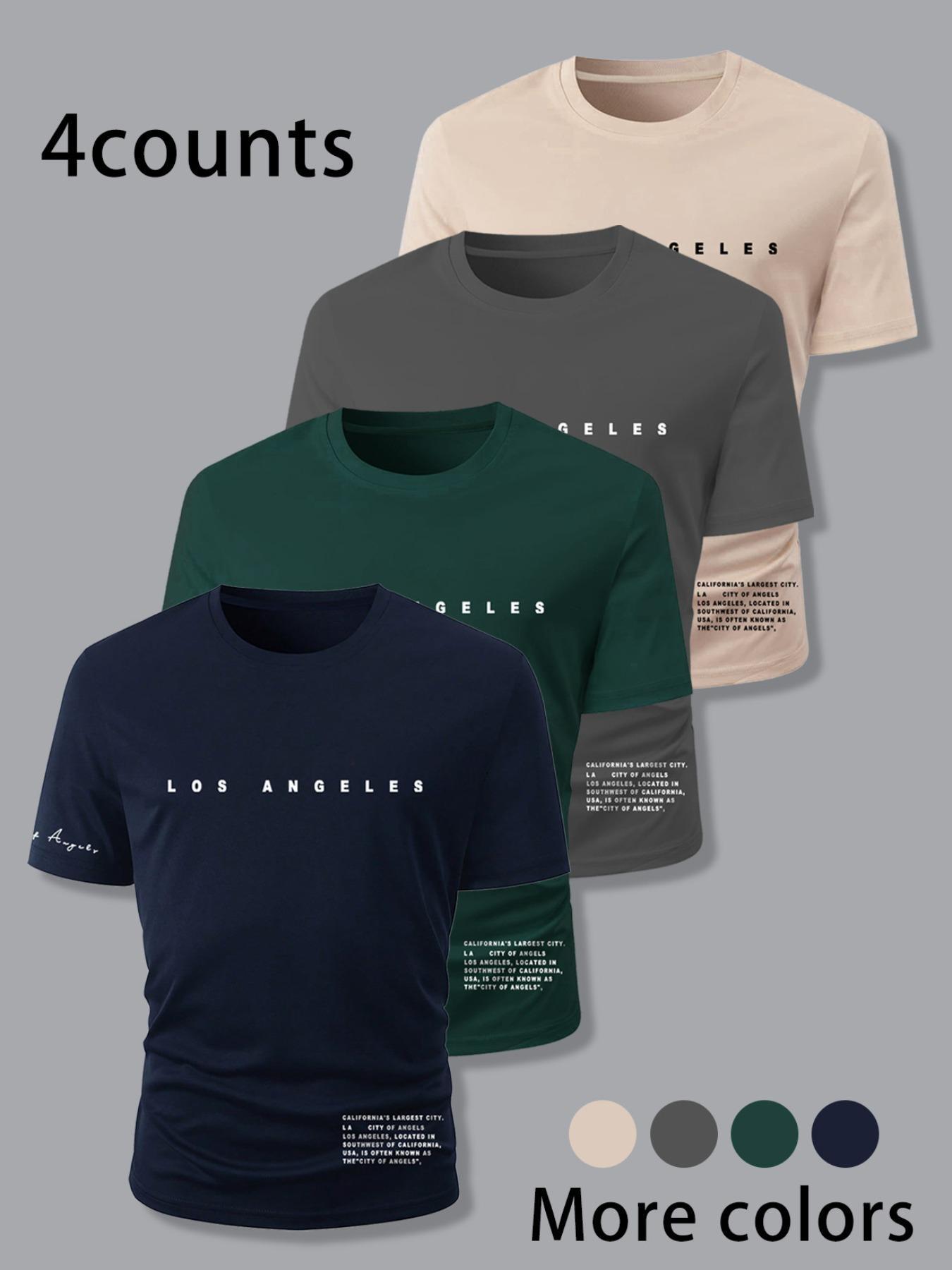 Men's Letter Print Round Neck Tee, Regular Fit Casual Short Sleeve T-shirt, Men's Summer Top for Daily Wear