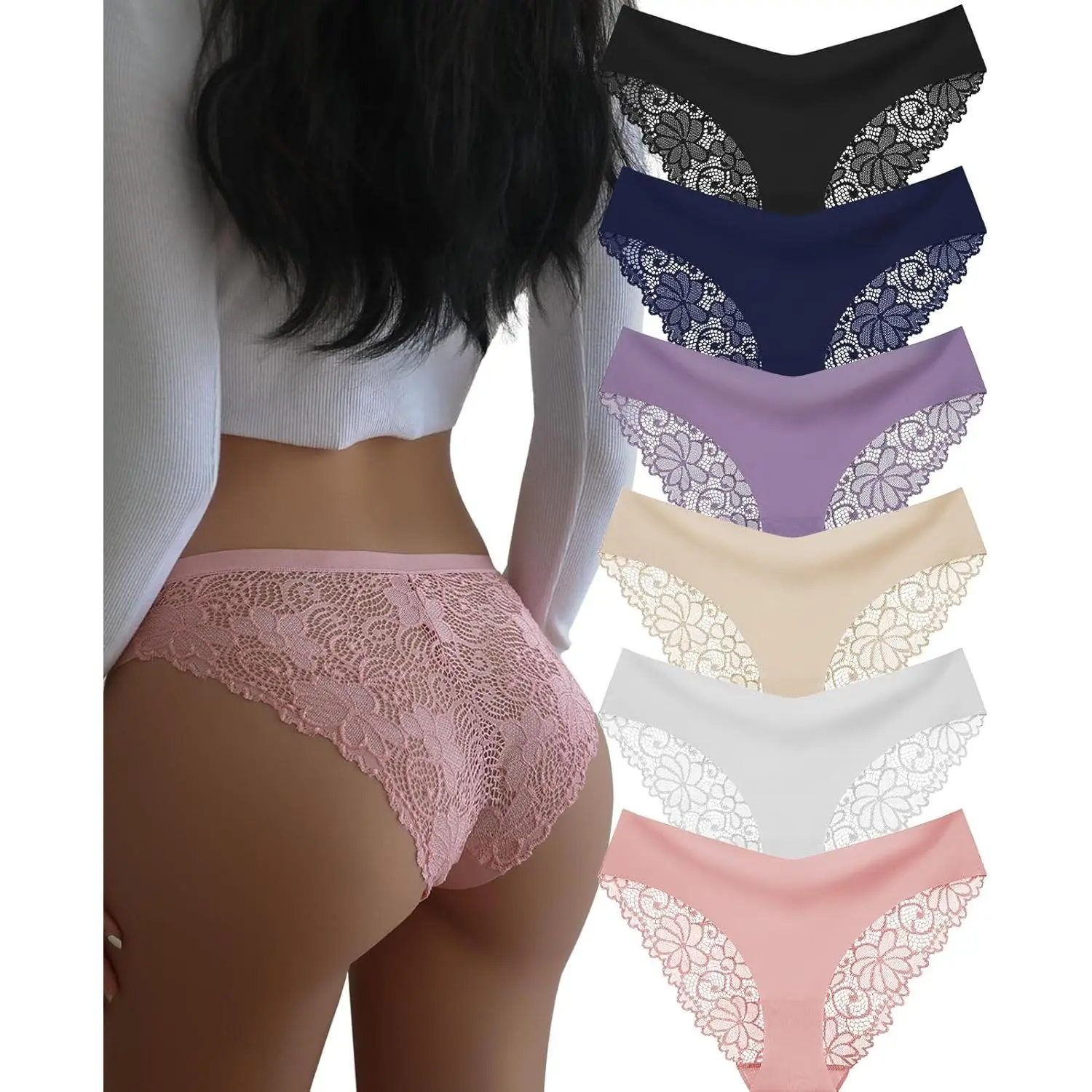 Women's Floral Lace Knicker - Comfortable Seamless Sexy Cheeky Bikini Panties, Luxurious Lace Underwear, Floral Lace Panties