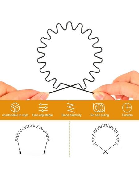 Metal Wave Hairbands, Unisex Sporty Design, Non-Slip Invisible Wear, Suitable for Daily Use & Outdoor Activities, Comfortable & Durable