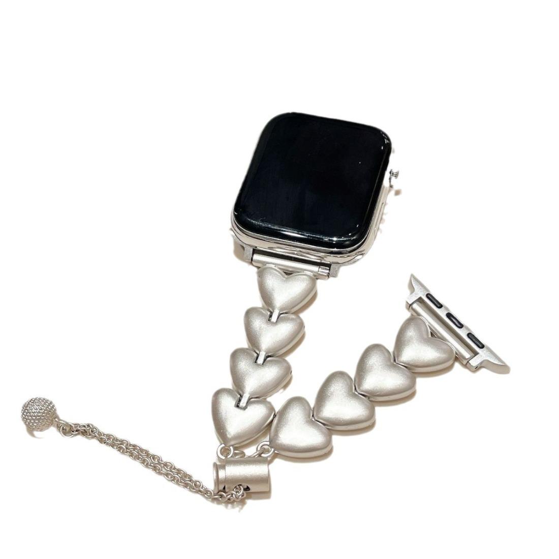 Stylish Love Apple Watch Band for Women, Solid Metal Bracelet Strap, Luxury iWatch Band Compatible with Series 10/9/8/7/6/SE, Elegant Jewelry Watch Band for Daily Outfit & Party Look