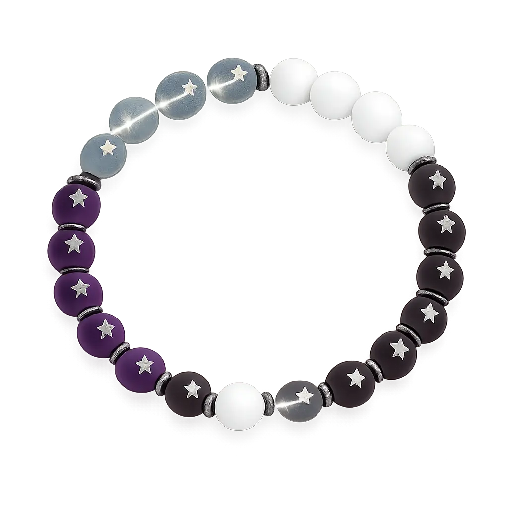 Matte Purple and Black Beaded Star Bracelet for Women Girls Cat Eye Celestial Star Print Beads Antique Silver Spacer Elastic Stretch Bracelet Y2K Grunge Aesthetic Jewelry Gift