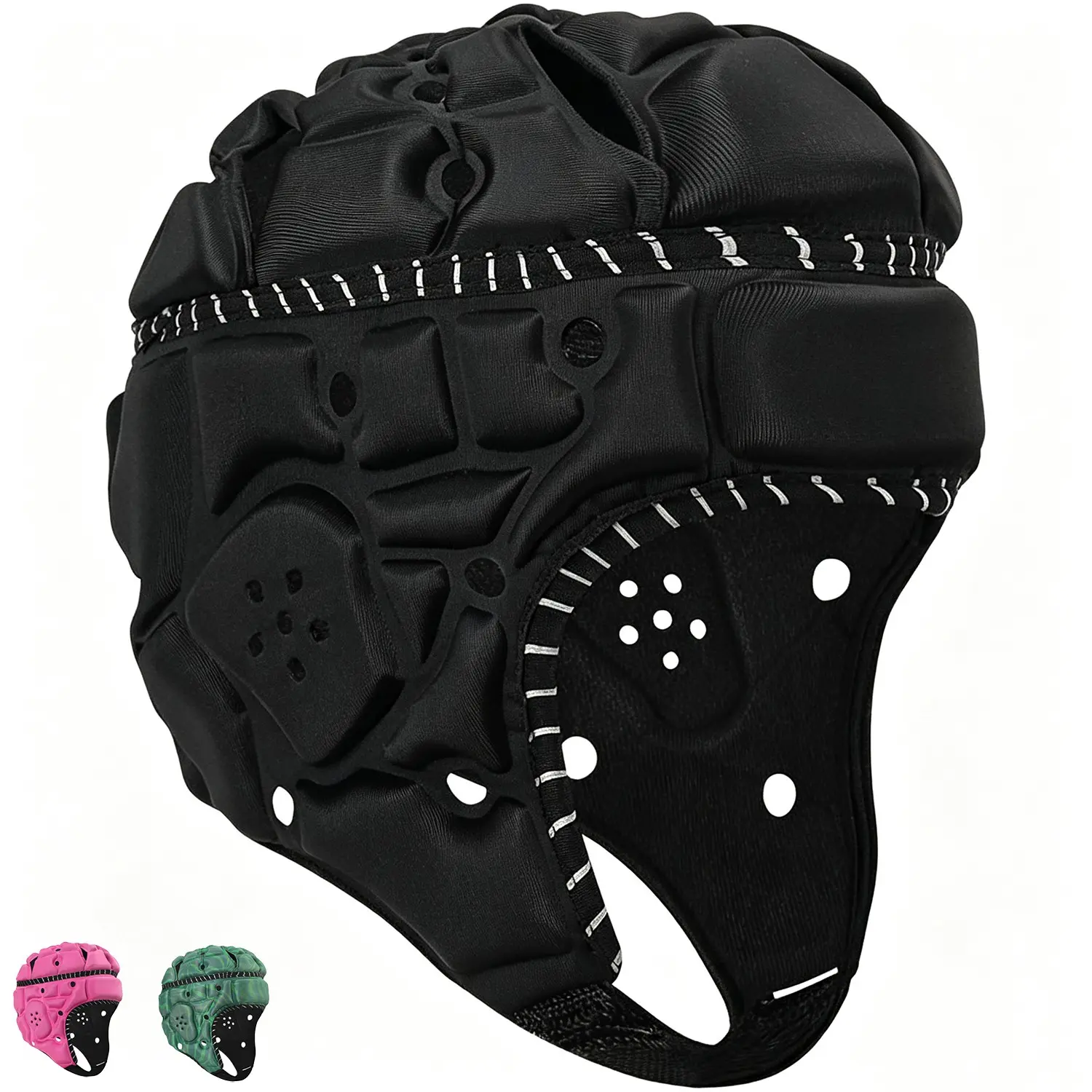 Soft Shell Flag Football Helmet, 7v7 Rugby Helmet, Scrum Cap, Soft Padded Helmet, Soccer Goalie Headgear, Adjustable Head Protector for Youth Adult, Protective Gear