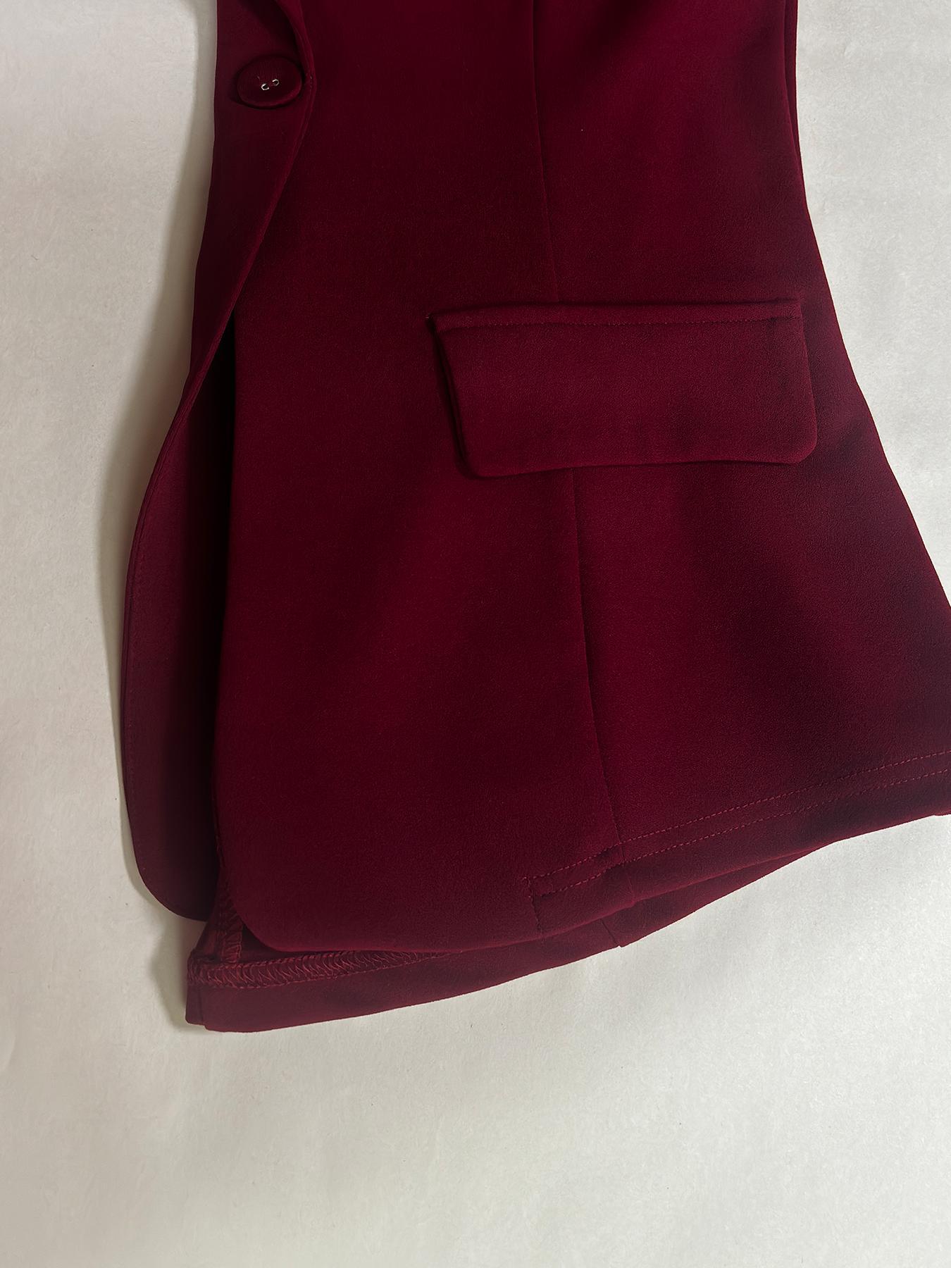 Women's Two-Piece Set Plain Button Lapel Blazer & Suit Pants, Elegant Business Casual Long Sleeve Outerwear & Trousers for Daily Outdoor Wear, Women's Clothing for All Seasons