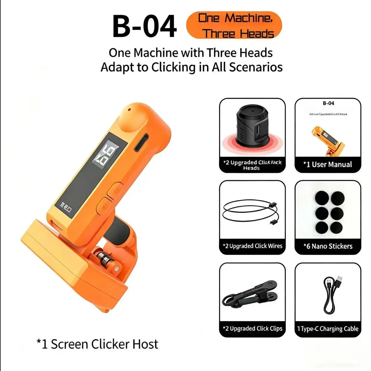Tiktok Hot Selling Phone Auto Clicker, Physical Touch Screen Smart Multi-Point Continuous Click Tool, No Root Required, Live Streaming Like Helper