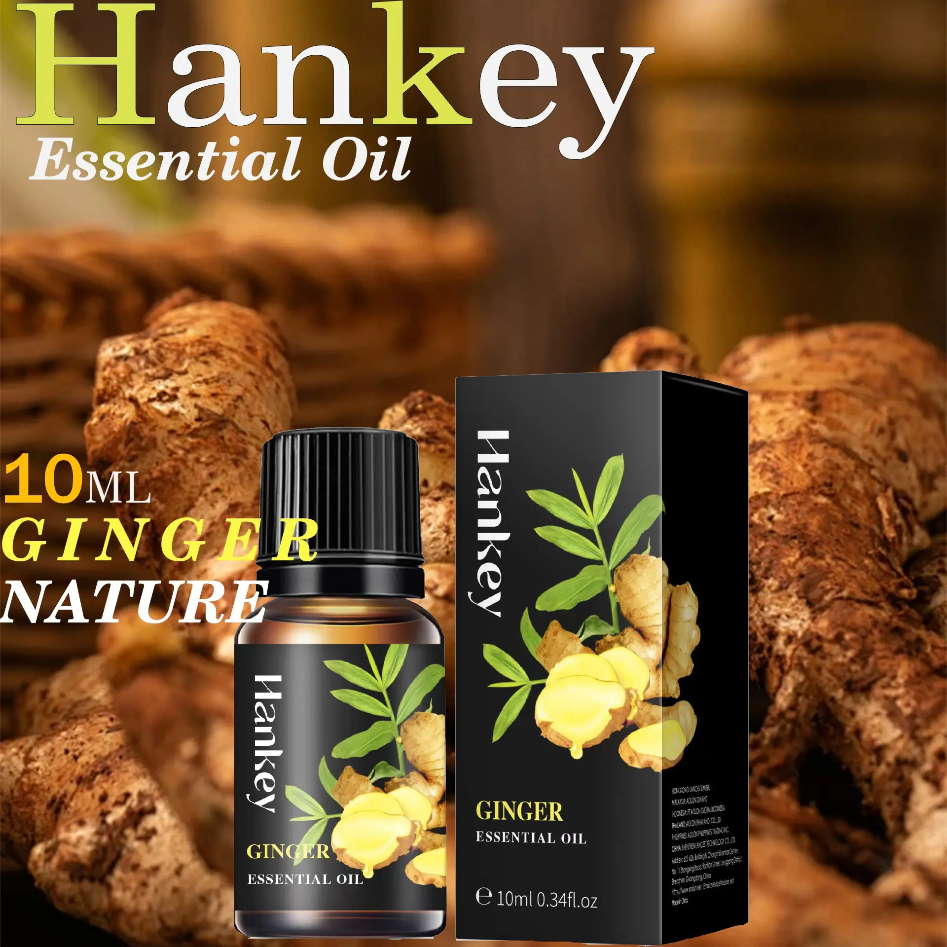 10ML Ginger Scented Massage Aromatherapy Essential Oil, Relieves Fatigue, Health Care Massage, Liquid Form, Single Unit