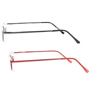 2 Pack Retro Designer Half Moon Reading Glasses Women Men Spring Hinge Half Frame Readers Stylish Slim Eyeglasses with Pouch,Red and Gun Grey 2.0