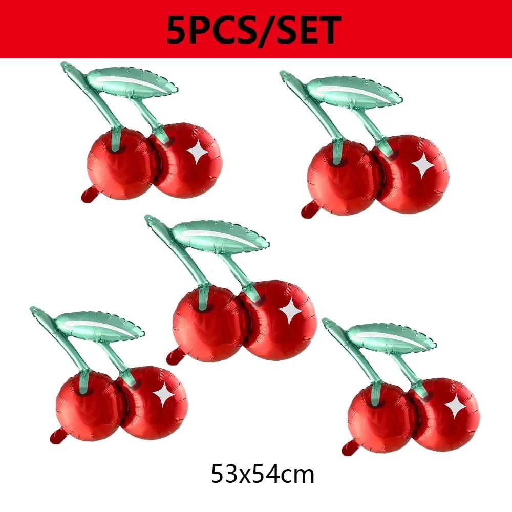 2/4/5/6pcs Cherry Aluminum Film Balloon Fruit Theme Sweet Girl lovely Cherry Birthday Party Valentine Scene Decoration Balloon