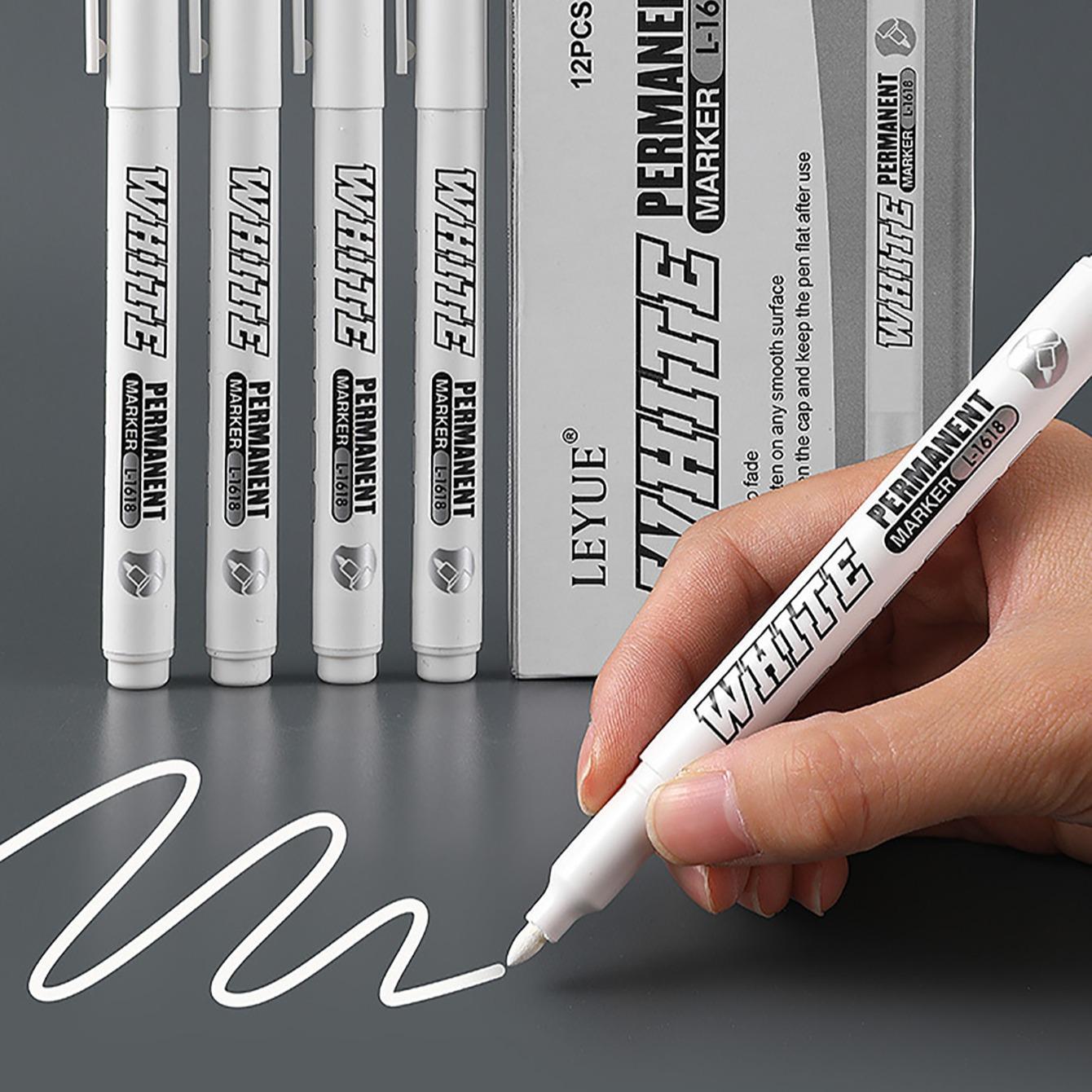 White Ink Marker Pen, 1/2/3/4/5 Counts Quick-Dry Waterproof Paint Marker Pen, Permanent Oil Marker, Stationery Supplies for Home, School and Office #GLOBAL PICKS