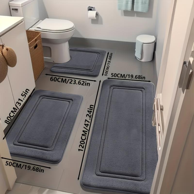 3pcs Non-Slip Bath Mats |   Ultra-Absorbent, Soft Polyester Bathroom Rugs for Tub, Shower, Home Decor and Floor Matting