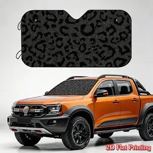 1pc 2D Flat Printing Black Leopard Print Pattern Front Windshield Sunshade, Premium Front Windshield Sun Shade for Summer, Must-Have Auto Accessory for Outdoor Parking And Commute, Fit Auto Sunshade to Reduce Sunlight And Keep Vehicle Cool