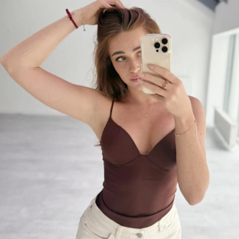 Aria Muse  Burgundy Slip Top Women Summer Sexy Corset Tanks & Camis Fashion Sleeveless Backless Bra Top Chic Elegant Bustier Camisole