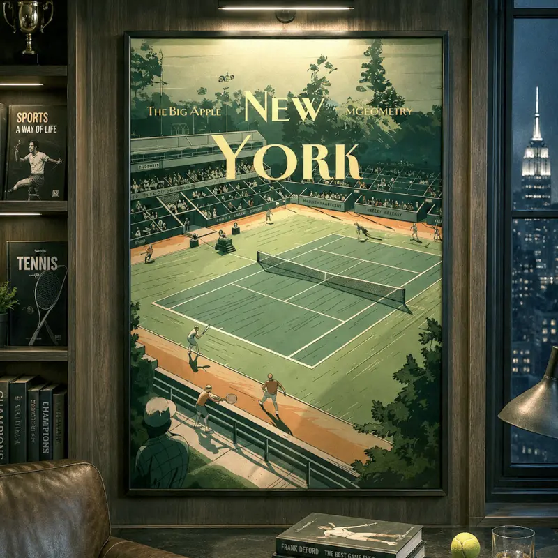 Vintage Tennis Wall Art Print, Tennis Poster Decor, Glossy Tennis Print, Sports Wall Art, Game Room Decor, Tennis Fan Gift, Home Gym Decor