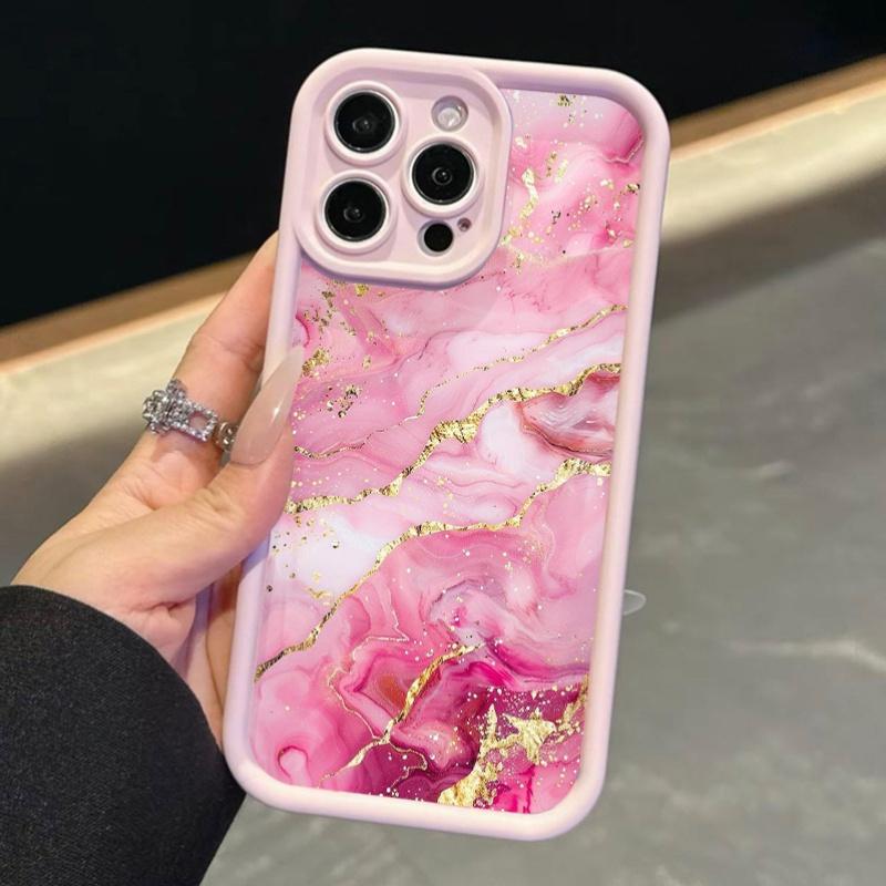 Phone Case - 1pc High-End Pink Marble Matte Soft Phone Case Compatible with iPhone 17 E Air Pro ProMax iPhone16 15 14 Plus 13 12 Mini 11 X XS XR