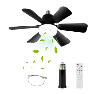 20.5" E27 Socket Ceiling Fan Light 30W-3-Speed Dimmable LED Fan Light,Silent Remote Control for Kitchen Garage Workshop