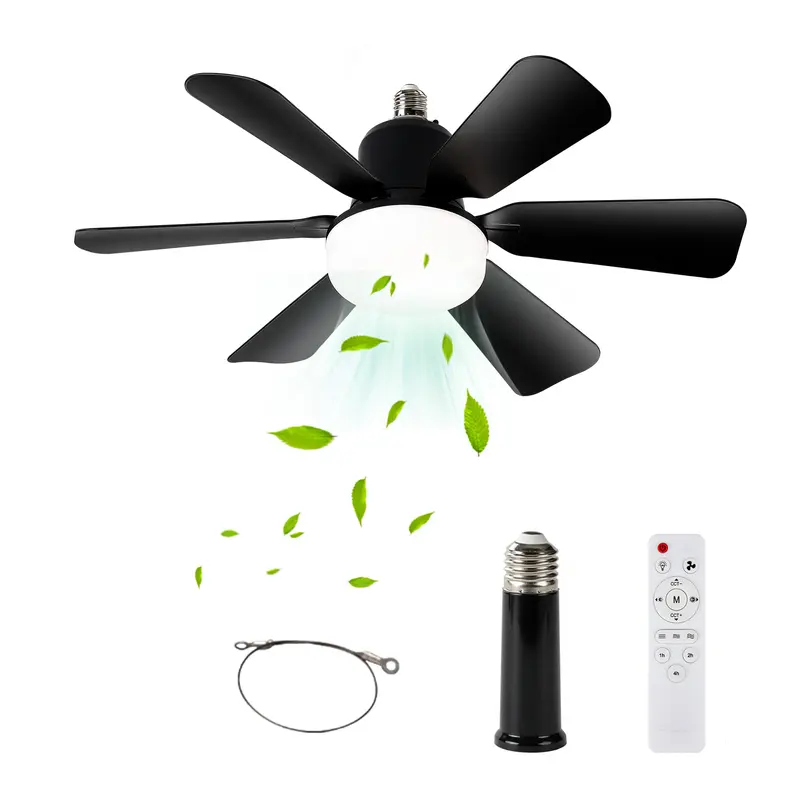 20.5" E27 Socket Ceiling Fan Light 30W-3-Speed Dimmable LED Fan Light,Silent Remote Control for Kitchen Garage Workshop