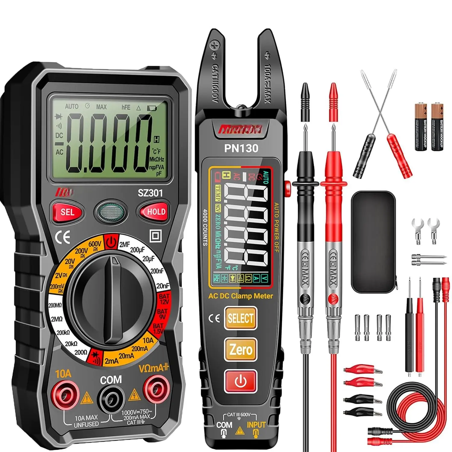 Multimeter with Clamp Meter,Color LCD Rechargeable Voltmeter Measures  ,Current,NCV,Resistance,Continuity,Diodes, Amp,Ohm,Frequency,Capacitance,Backlight Electrican Tools