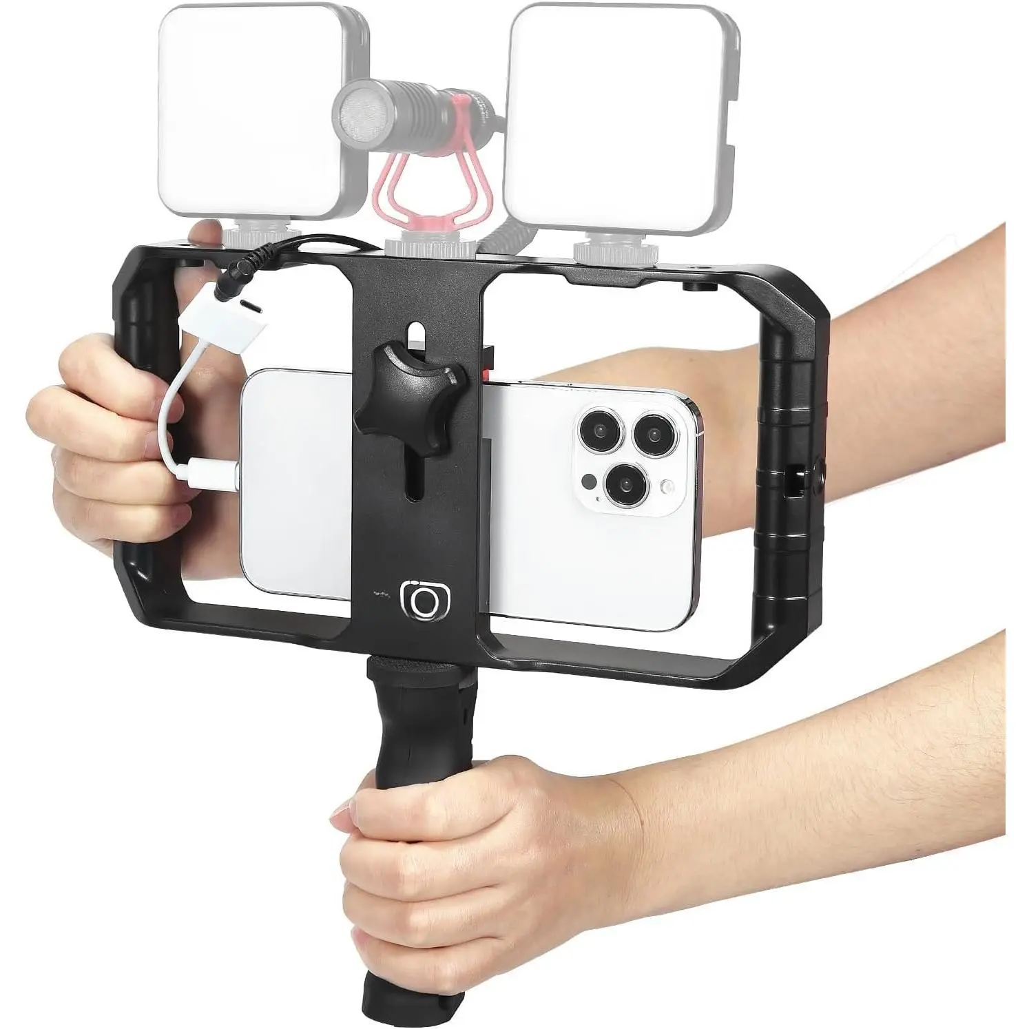 Smartphone Video  Hand Girp Stabilizer Filmmaking Vlogging Case Phone Video Stabilizer with Cold Shoe for Film Maker Video Grapher Compatible with  15/14/13/12/ Pro Max and Android