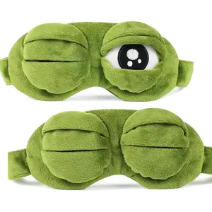 2Pcs Sleep Eye Mask for Women Kids, Shinywear Eye Mask for Sleeping, Cute Sad Frog Blindfold Plush Funny Eye Shade Cover for Travel Yoga Nap Block Out Light - Soft Cotton Inside for Sensive Skin