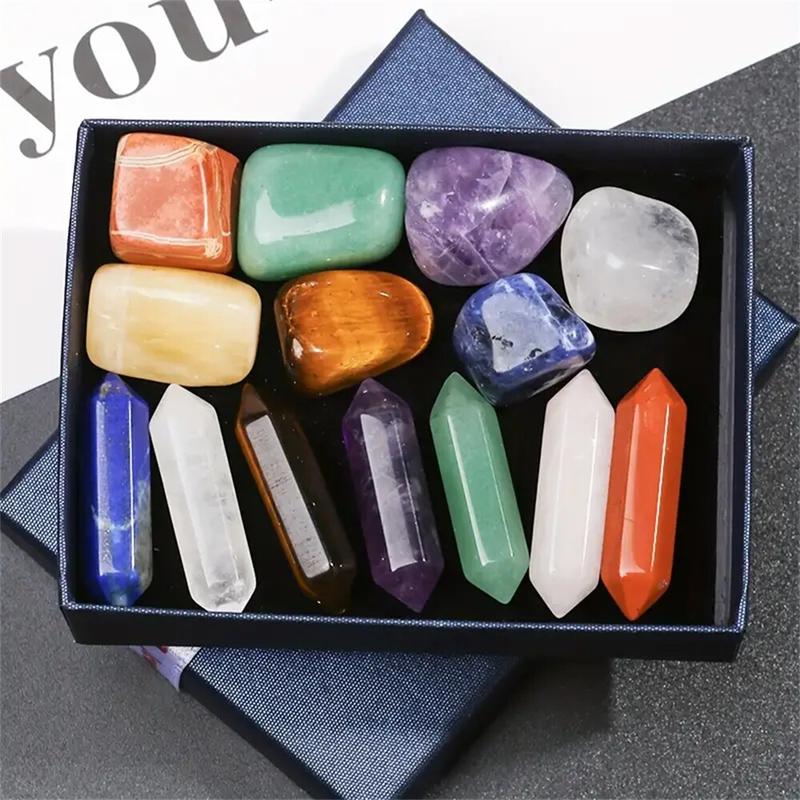 14PCS Pointed Quartz Crystal Chakra Stone Set, Hexagon Rose Quartz Crystals for Meditation, Home, Bedroom Decor, Energy Balance Display 14PCS Pointed Quartz Crystal Chakra Stone Set, Hexagon Rose Quartz Crystals for Meditation, Home, Bedroom Decor, Energy Balance Display
