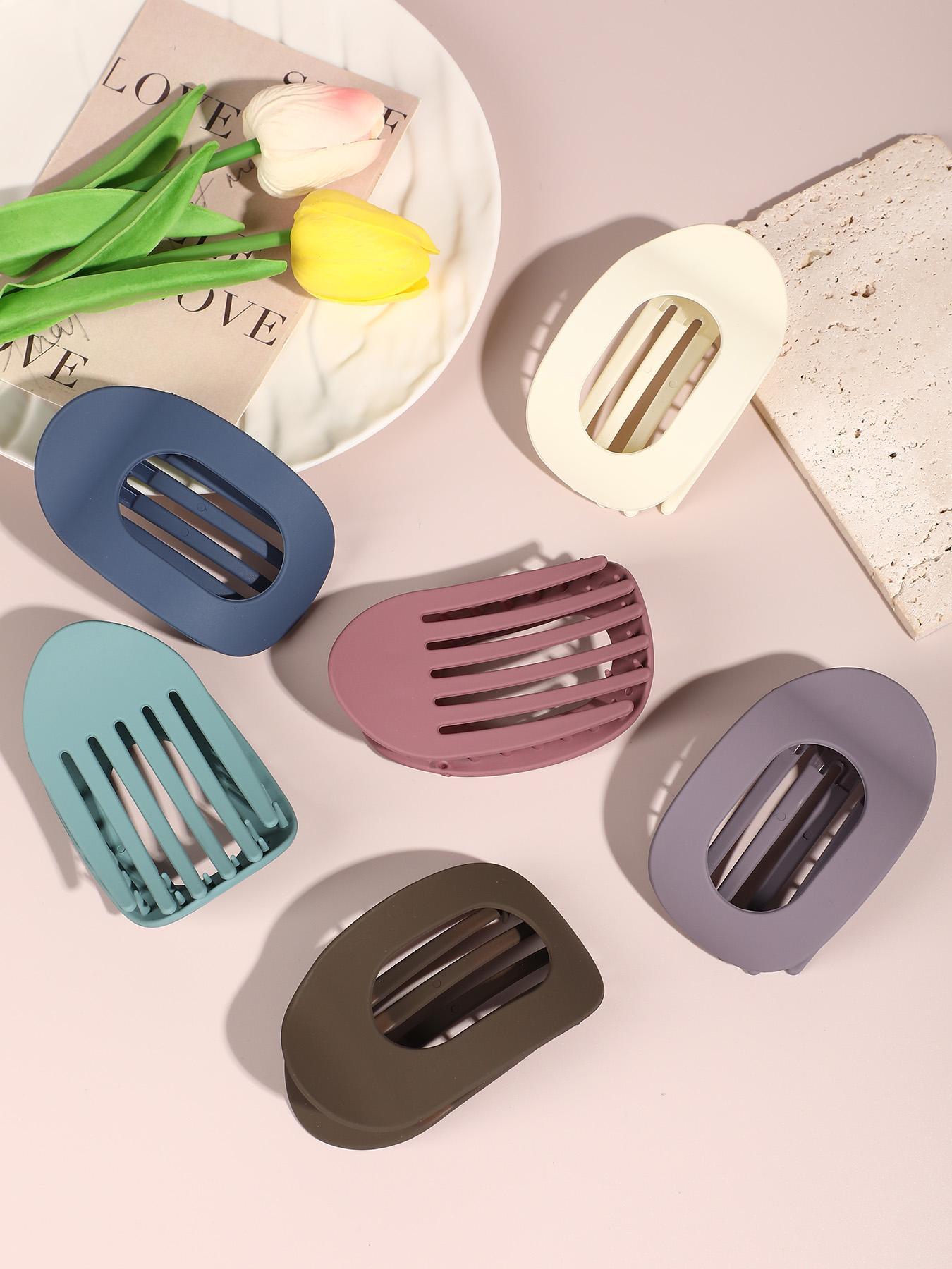 Solid Color Hair Claw, Flat Claw Clips, Casual Versatile Hair Accessories for Women, Minimalist Headwear Suitable for Thick Hair, Fashion Hair Accessories for Party, Daily Clothing Decor