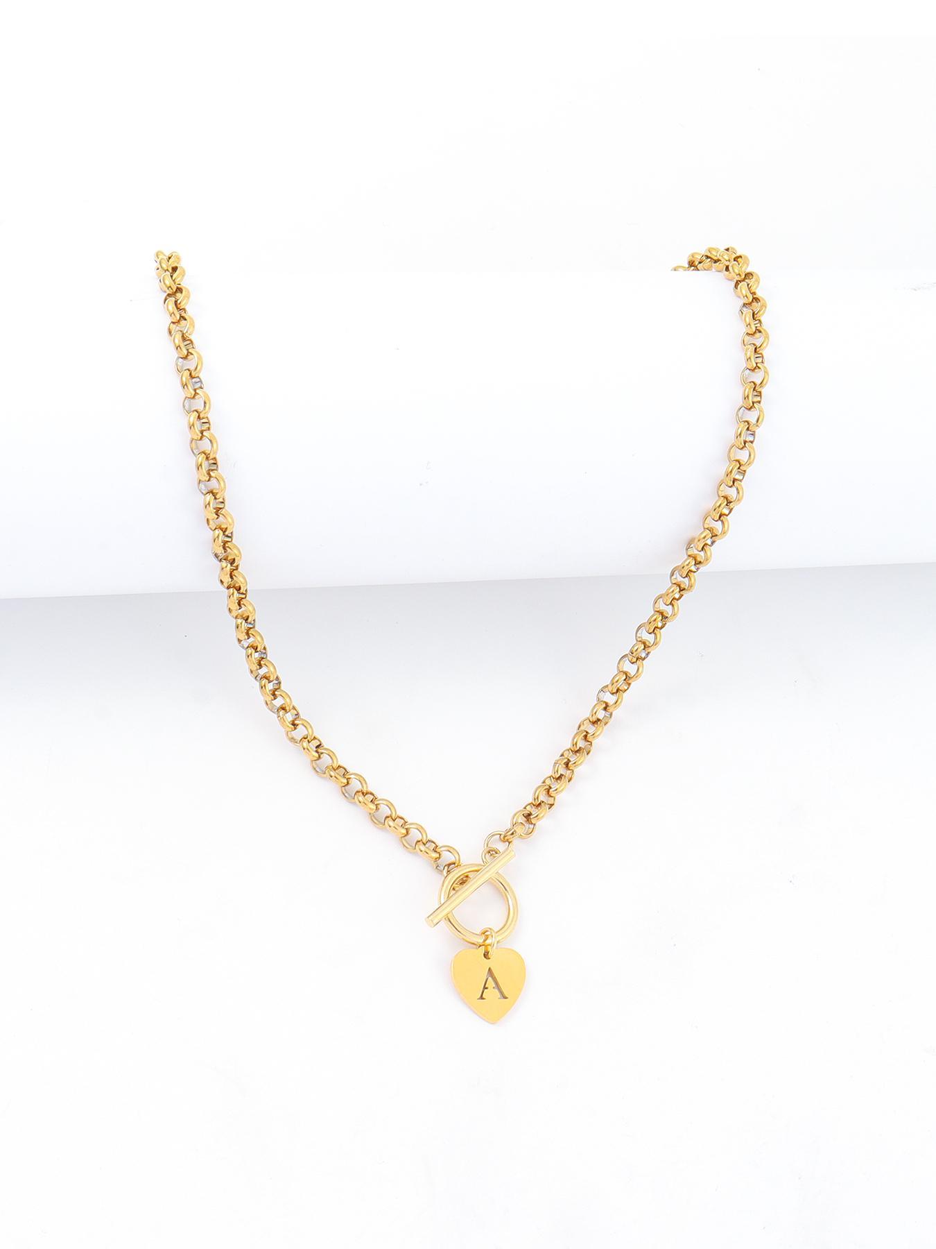 Heart Hollow Out Initial Necklace, Initial Letter Necklace, Stainless Steel Chain Necklace for Women, Elegant Fashion Jewelry for Party, Daily Decor, Trendy All-match & Exquisite Jewelry for Birthday Gift
