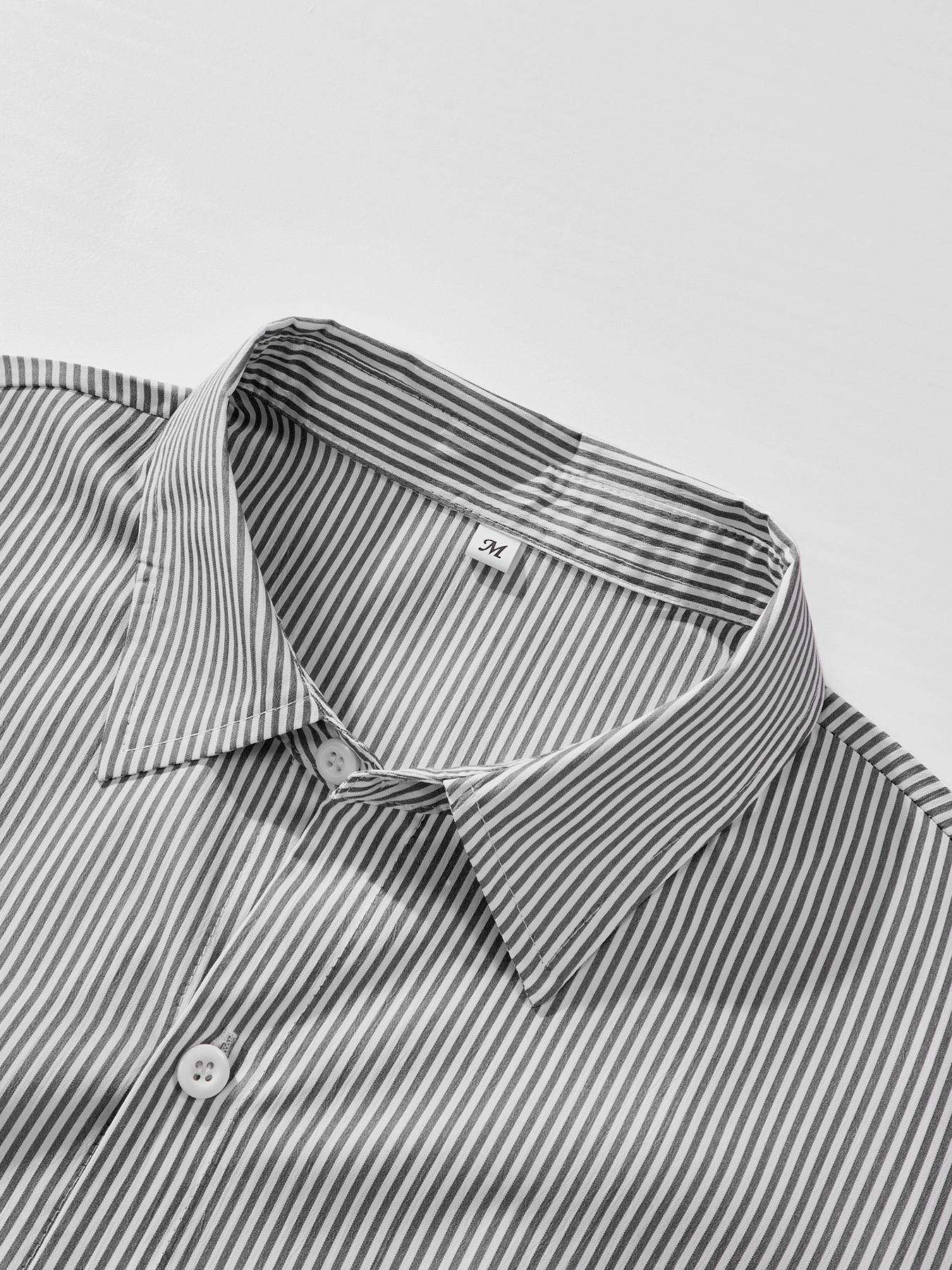 Men's Casual Striped Fashion Shirt, Summer Vacation High Street Vintage Style, Fitted Woven Fabric, Trendy Outdoor Wear