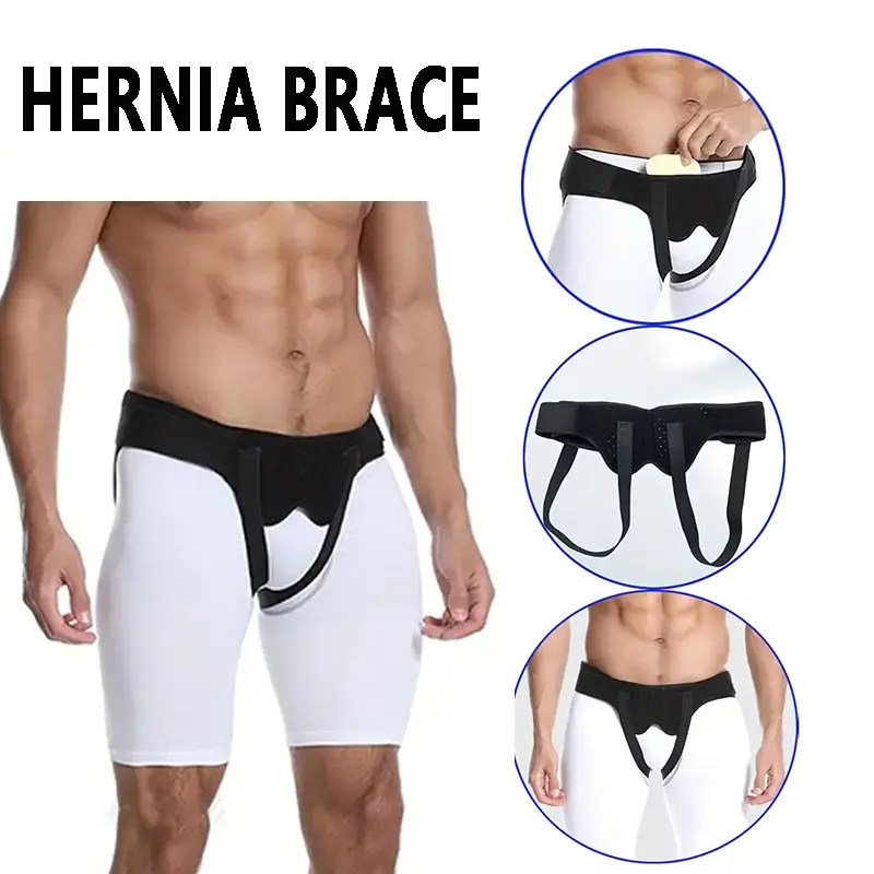 Adjustable Inguinal Hernia Relief Support Belt, Compression Groin Brace with Straps and Pressure Pad, for Adults Unisex, All Seasons, Plain Design
