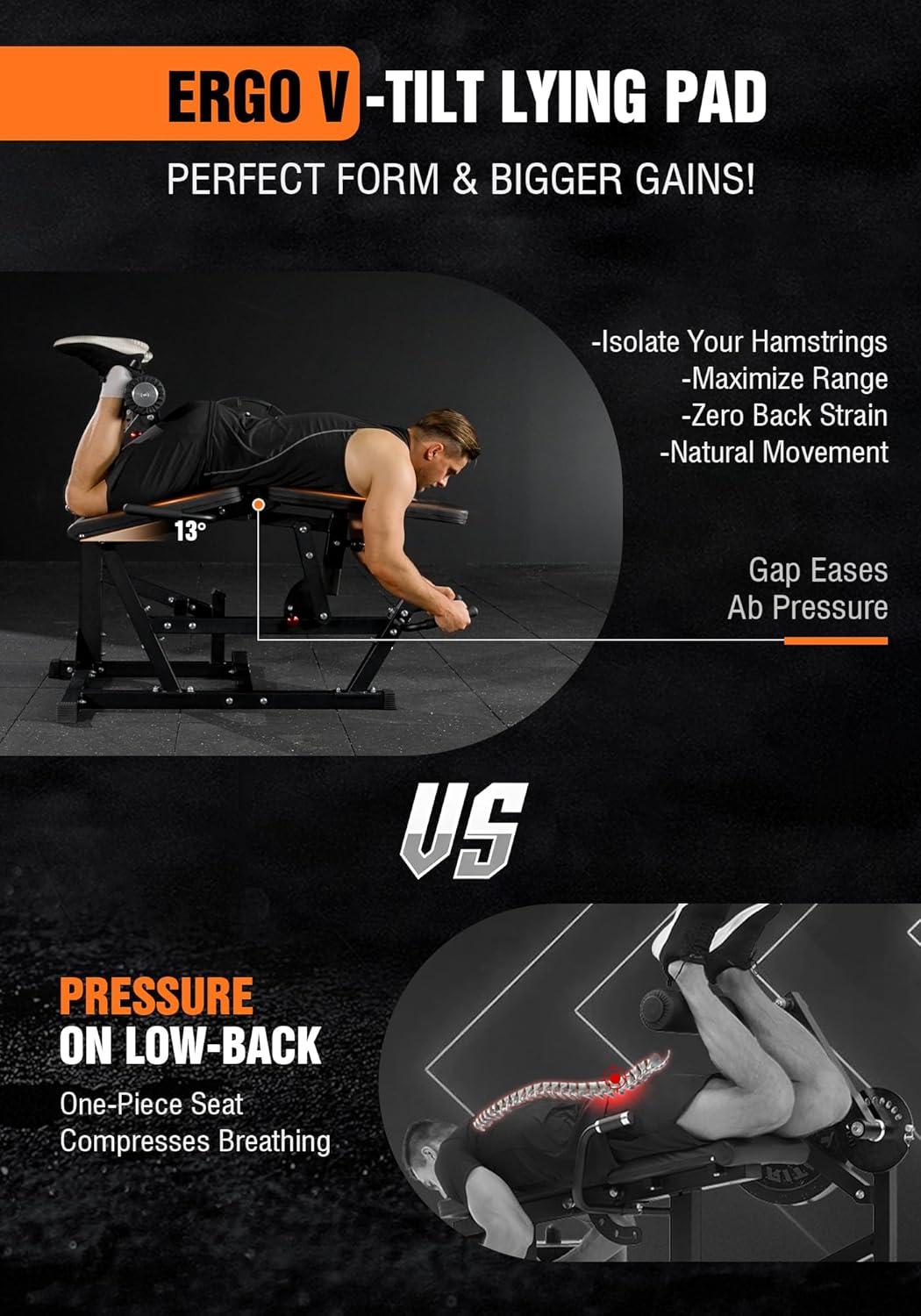 Leg Extension and Curl Machine, Adjustable Leg Curl Machine, Seated Leg Extension and Lying Curl Machine for Home Gym, Leg Workout Equipment with Cable System