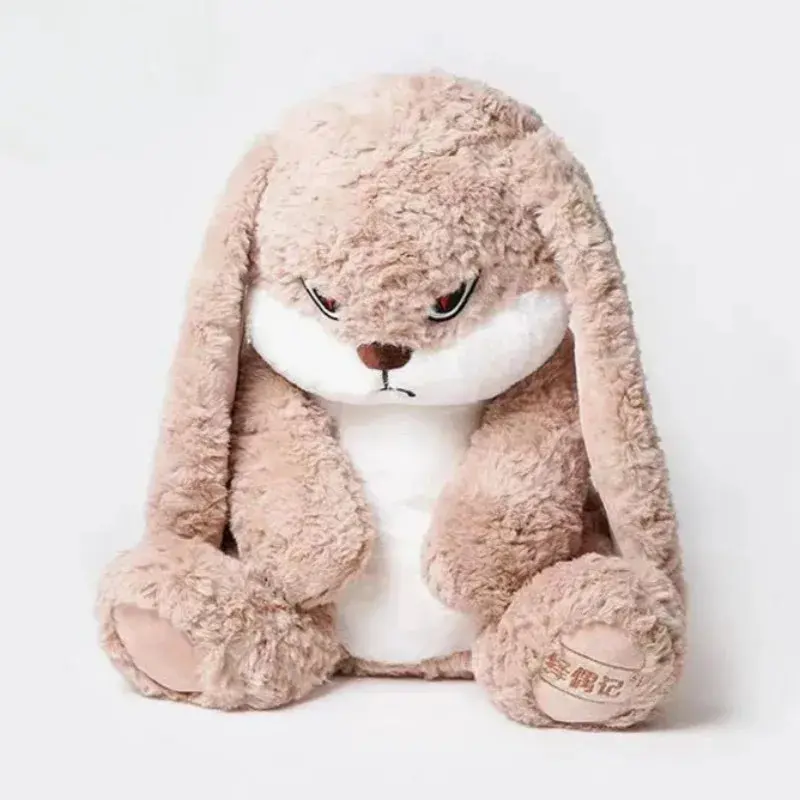 42CM Angry Rabbit Large Size Long Ear Plush Toy Cute Animal Plushie Doll Kawaii Soft Stuffed Model Room Decor Birthday Gifts