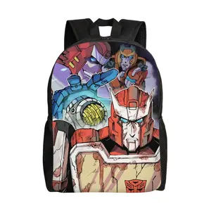 Transformers Autobots Vintage Comic Battle Damaged Group Print Backpack Classic Mecha Anime 600D Oxford 2D Flat Printing Lightweight Laptop Bag Padded Straps For Robot Mecha Fans Teens Street School Daily Travel Carry
