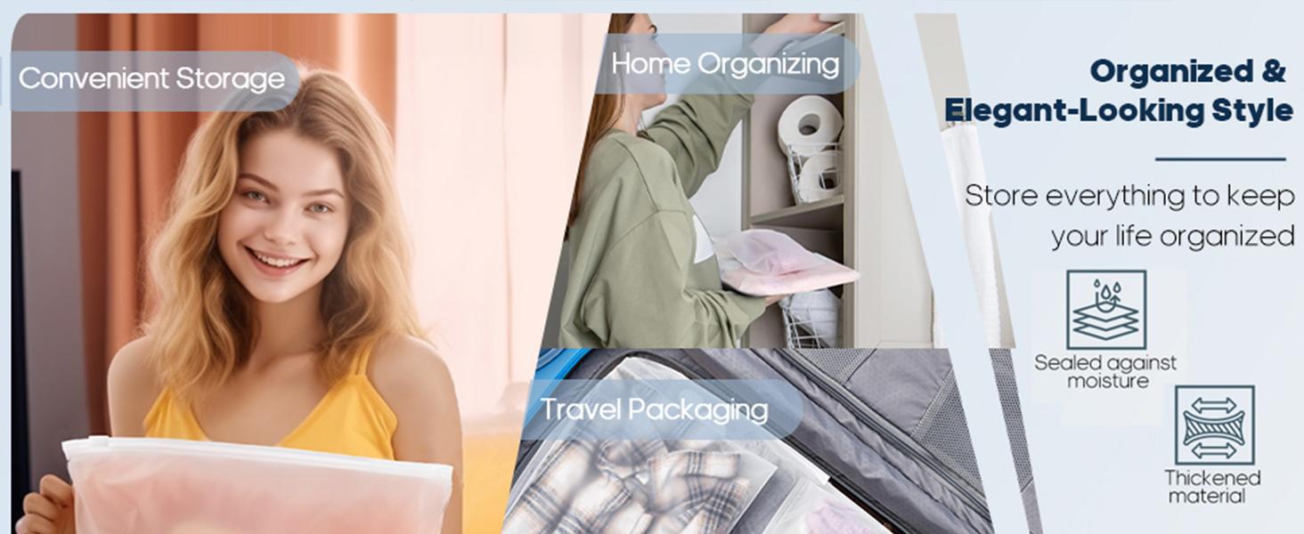 100pcs Clothing Packaging Bags for Shipping - 10x13 Inch Plastic Frosted Bags for Travel Storage or Small Businesses- Zipper Apparel Bag for Shirts, Socks, Underwear, and Documents -No Vent Holes