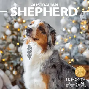 2025-2026 Wall Calendar Australian Shepherd Planner Calendar, Hangable Monthly Wall Calendar with Large Blocks for Organizing & Planning, Academic Schedule, , Office & family, Thick & Sturdy Paper (12"x24" Open)