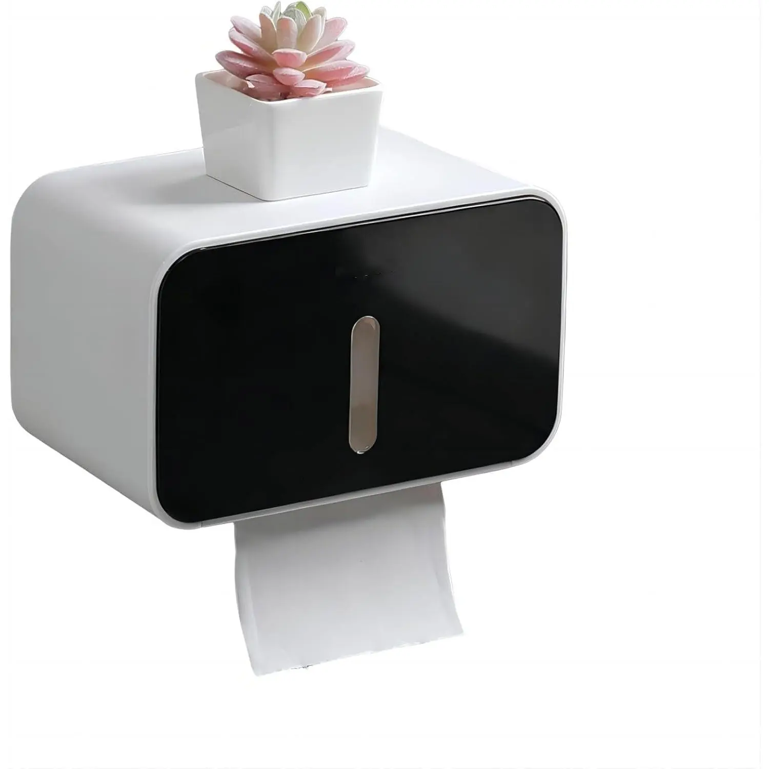 Outdoor Waterproof Toilet Paper Holder for Bathroom - Pet Proof Plastic TP Tissue Holder Dispenser Full Covered Adhesive Mounted Box for RV Shower TP Roll