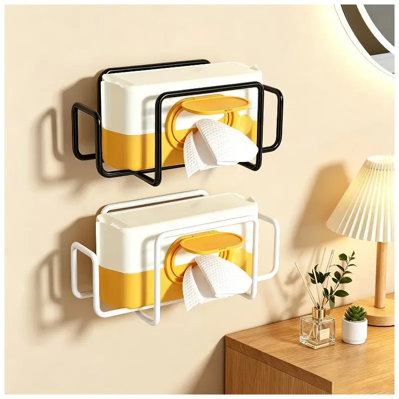 1PC Compact Punch-Free Wall-Mount Wet Wipe Holder, Self-Adhesive Wet Tissue Dispenser, Bathroom Decor Storage Rack for Bathroom, Kitchen
