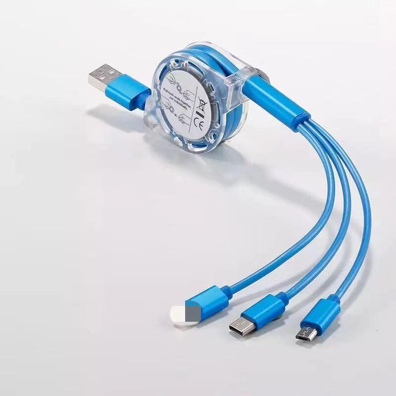 3 in 1 Retractable USB Cable, 1 Count Multipurpose 1M Data Cable, Charging Cable for Android Phone Type C Portable / Micro USB, Phone Accessories