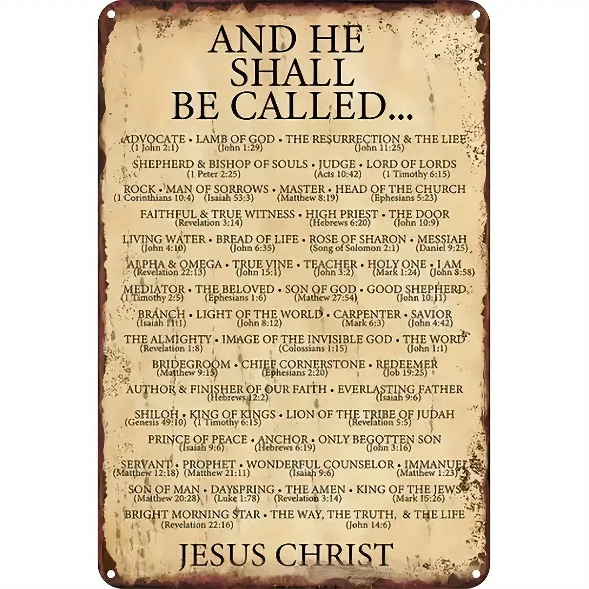 Retro Religious Jesus Christ Name Aluminum Wall Sign - 8x12in 2D Flat Print Plaque with Pre-Drilled Holes, Christian Faith Home Decor Gift for Church Prayer Room, Trendy for Christmas, Father's Day Work Wardrobe Accents, Preppy