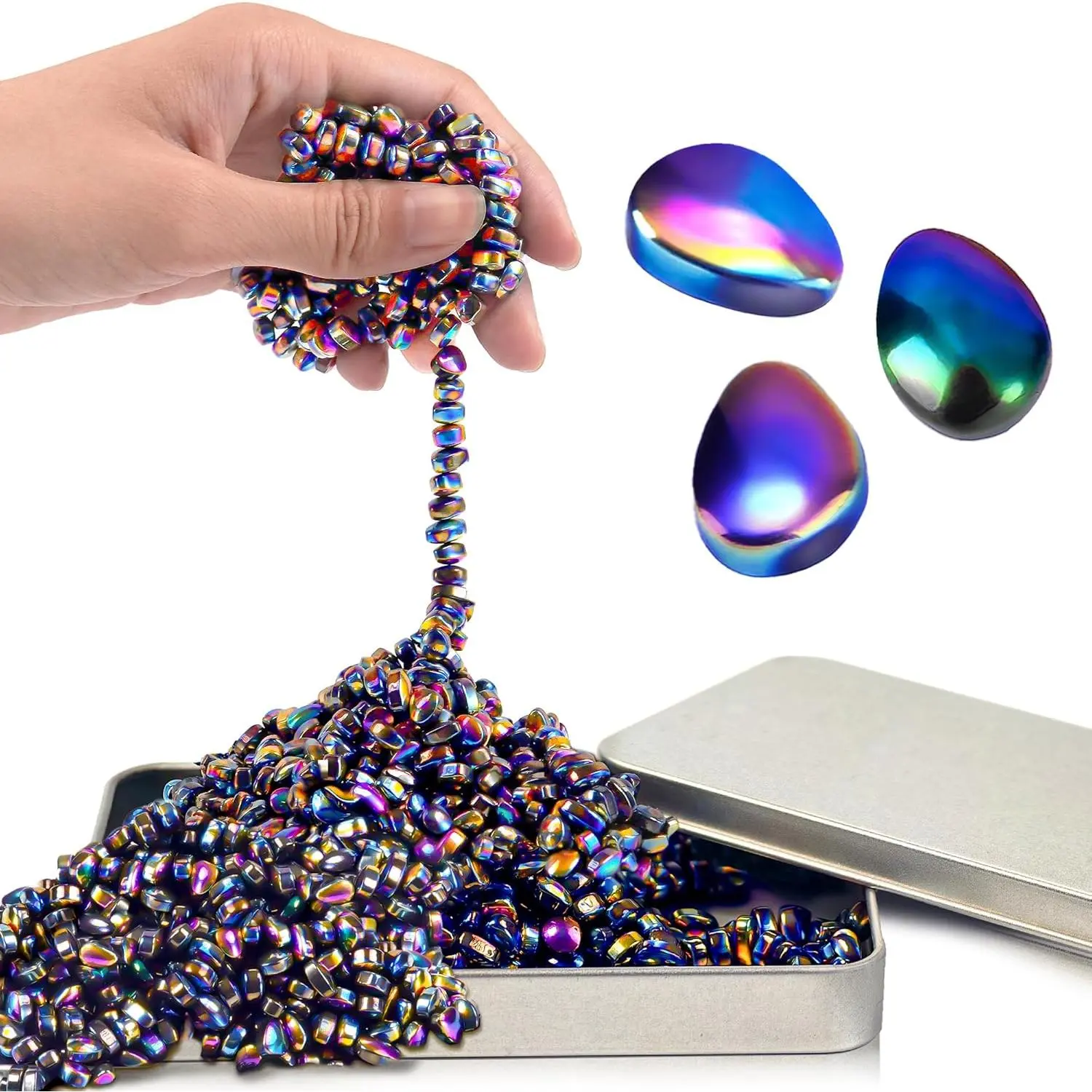 Fidget Toys for Teen Boys Adult, Metal Squishy Squeeze Toys for Teen Girls Cool Gadgets Gift Quiet Office Desk Sensory Autism Autistic 500pc Fidgets Beads Stones ADHD Ferrite Putty