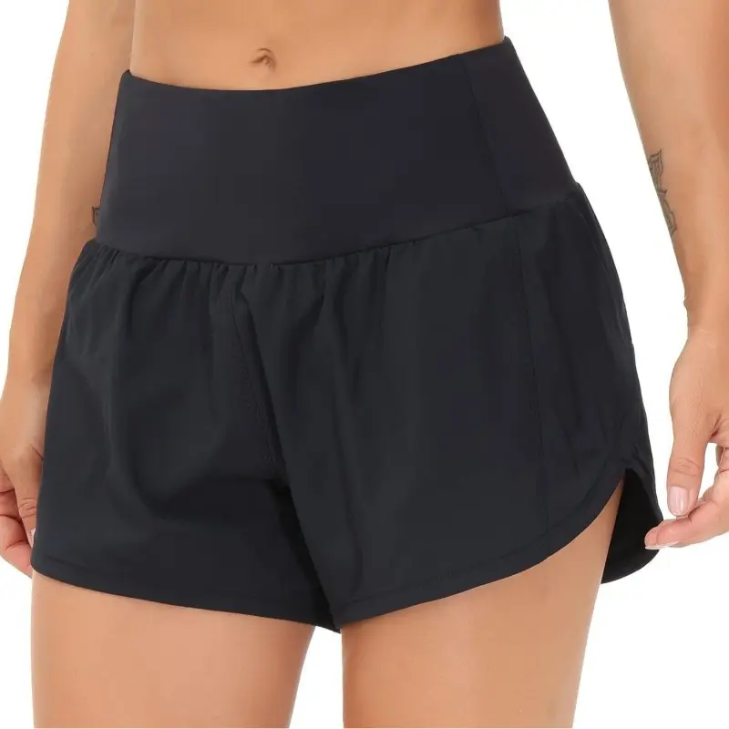 Women's High-Waisted Tummy Control Black Shorts, Quick-Dry Breathable Sporty Chic Activewear for Fitness for Everyone, Gym & Yoga