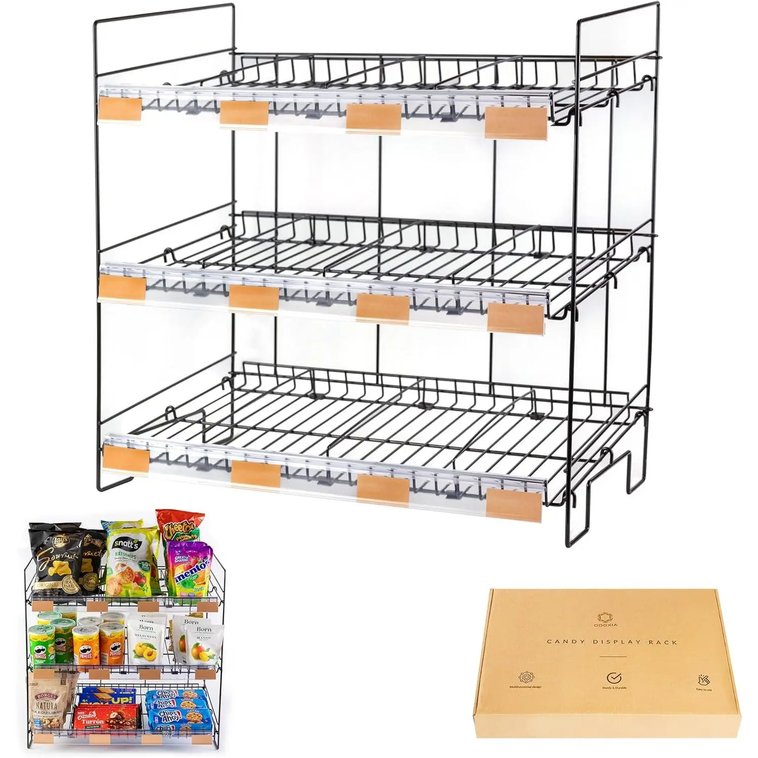 Candy Display Rack | Candy Organizer | Snack Organizer For Countertop | Display Snack Rack | Snack Shelf And Chip Rack For Stores | Snack Display For Counter | Snack Stand For Stores, Office, And